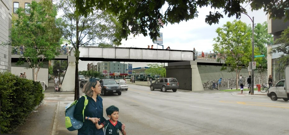 View of updated, wider bridge at Western Avenue
