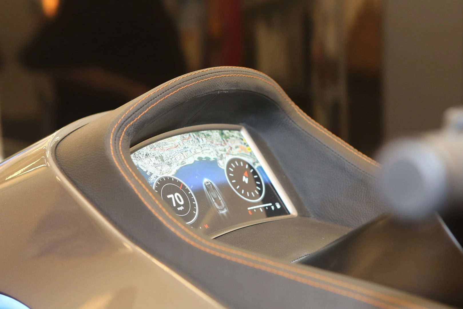 The dash on the Belassi is surrounded in special leather designed for longevity in a marine environment, and one of the best visual displays I've seen for navigating at the same time as keeping track of the engine's vital statistics.