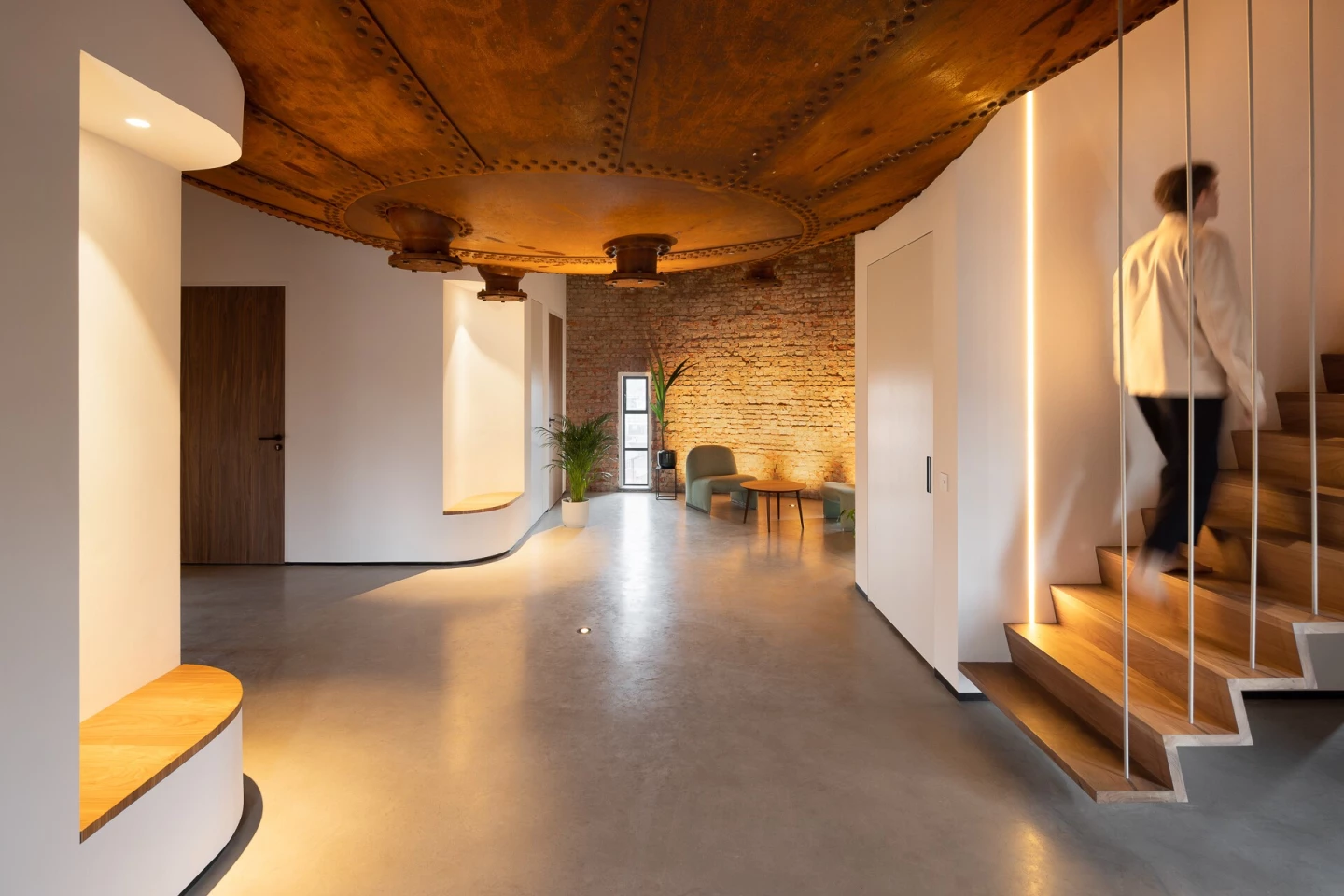 The architects were conscious to integrate many of the original industrial features of the site into the interior design of the homes