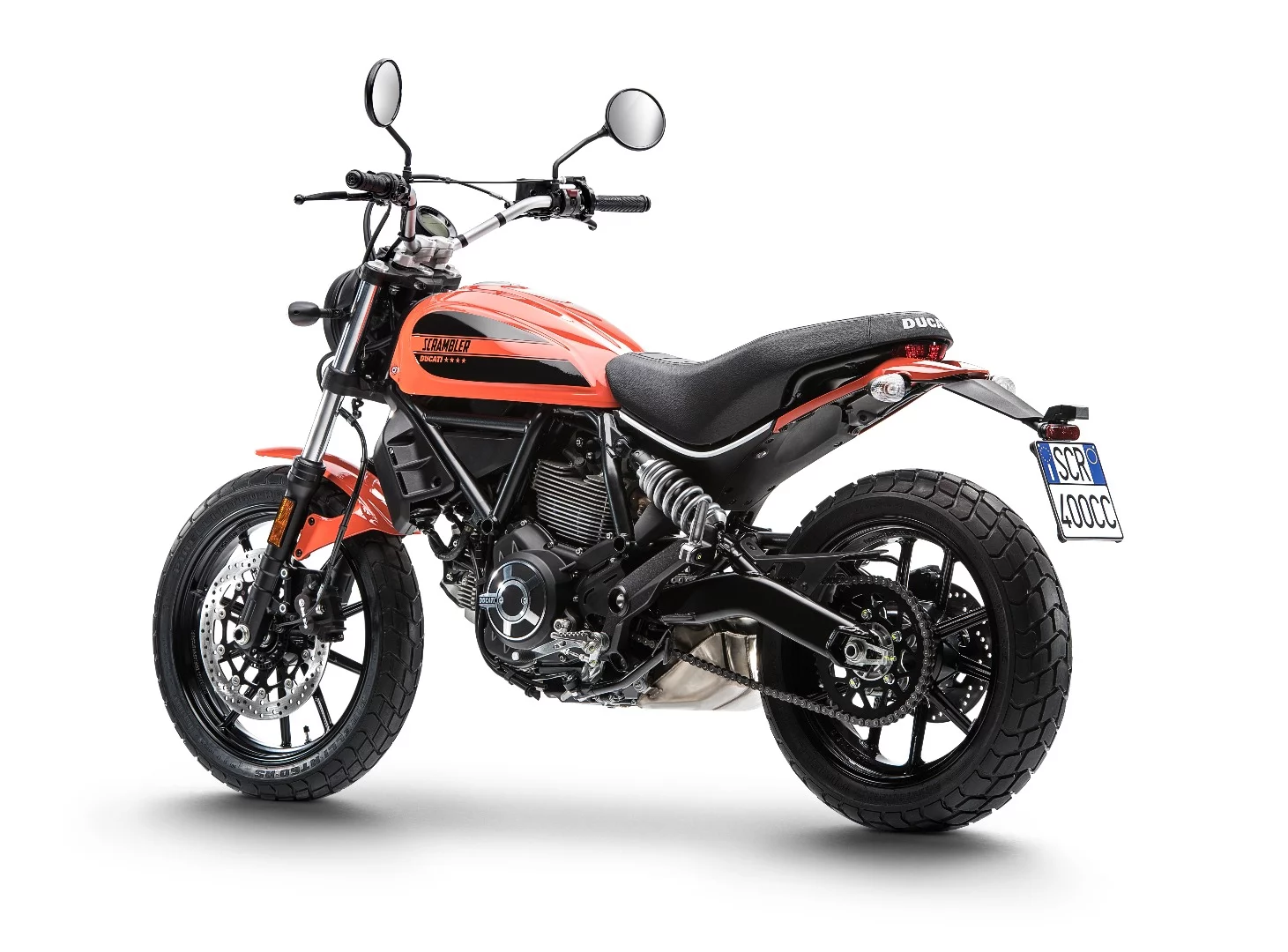 The Ducati Scrambler Sixty2 in Atomic Tangerine color