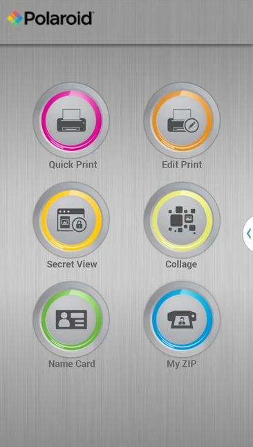 The Polaroid Zip app interface