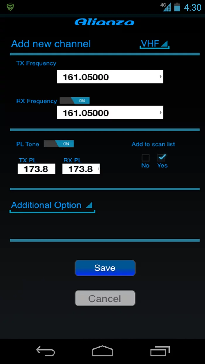 Another screenshot of the companion application on Android
