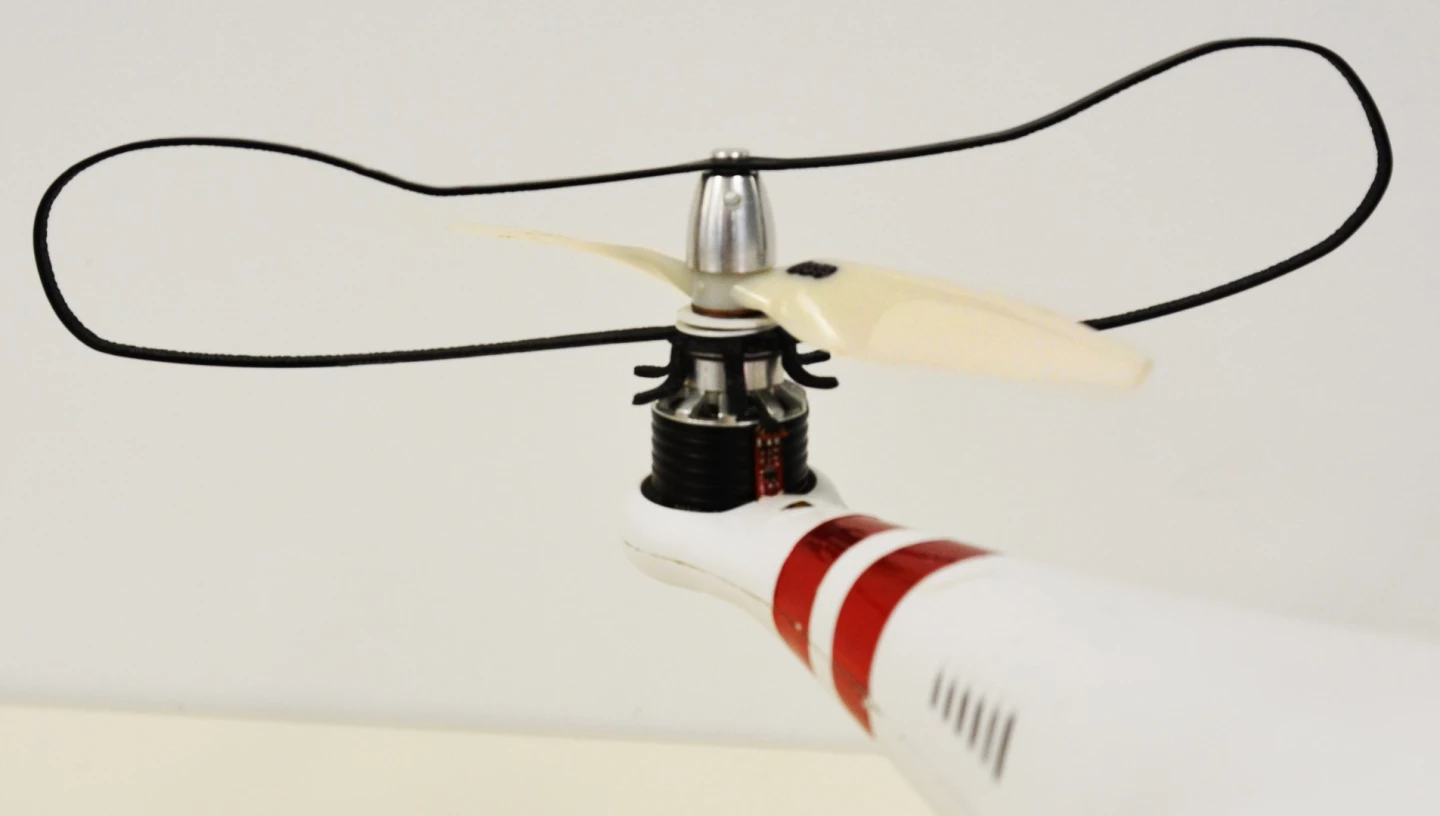 The Safety Rotor system consists of four plastic hoops, each one surrounding one of the rotors