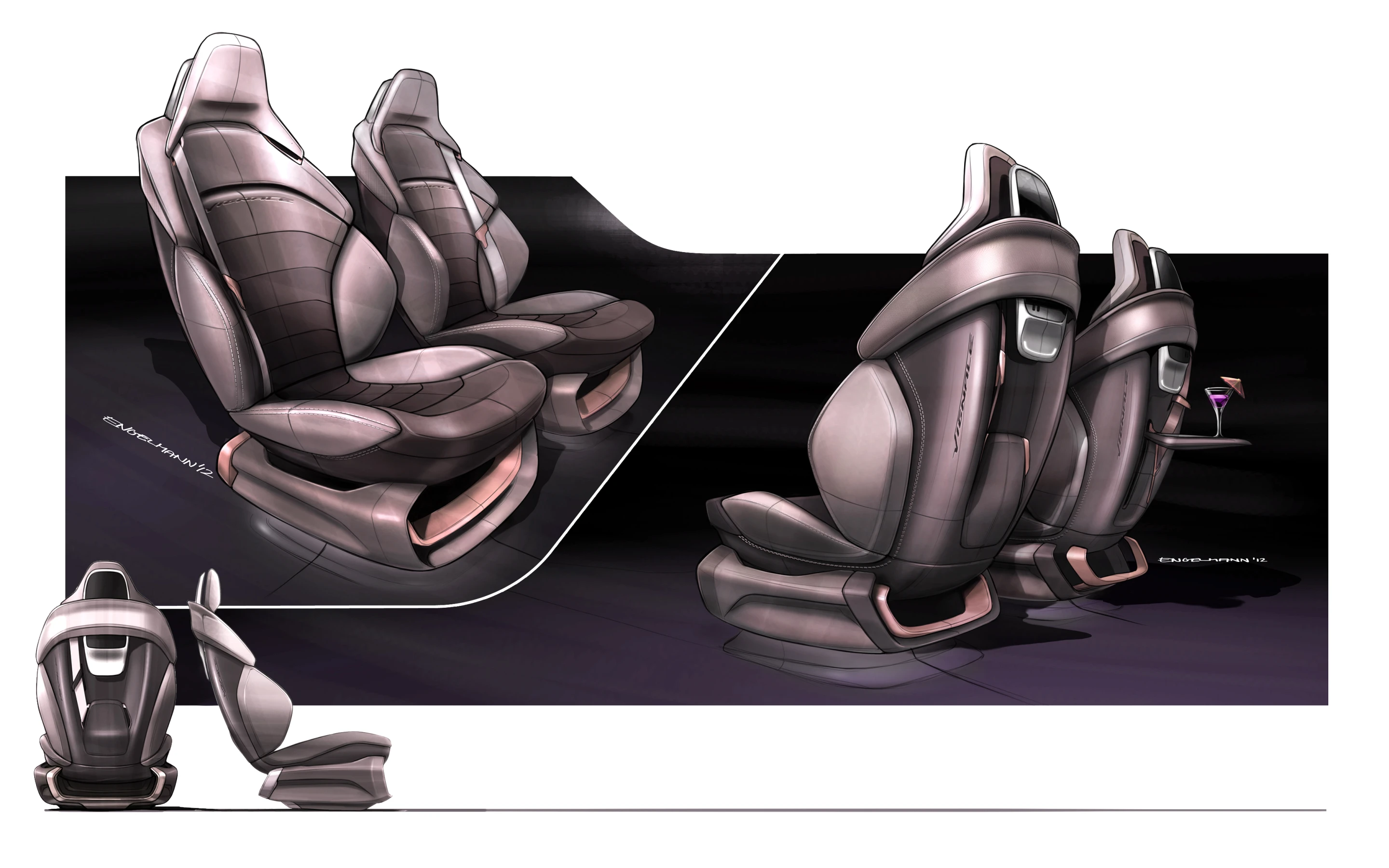 The Ford S-Max Concept color sketch of seating