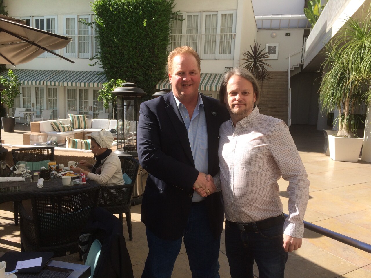 Spaceport Australia Founder John Moody (left) with Andrew Nelson, President of XCOR