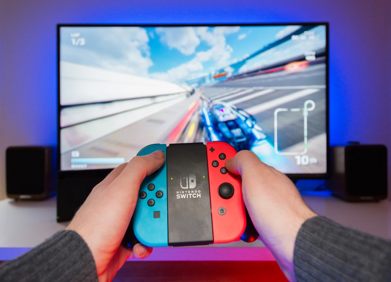 The two Joy-Con for the Nintendo Switch can be used together on the included grip