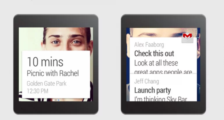 Notifications and Google Now cards on Wear