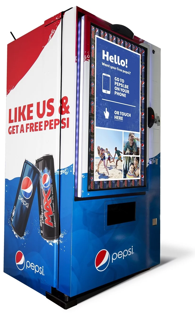 Pepsi: The Like Machine is a touchscreen-enabled vending machine which takes "payment" in the form of Facebook Likes