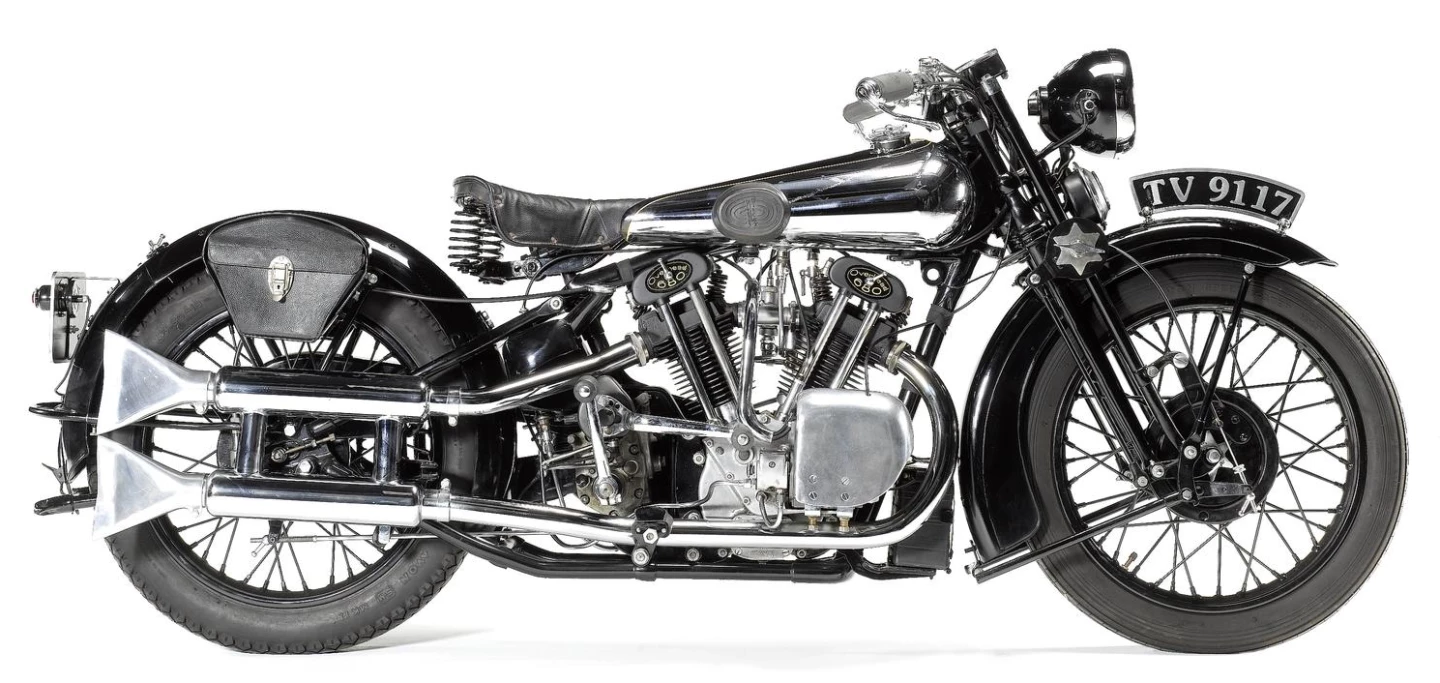 Sold as part of the Brian Verrall Collection in 2008, this matching numbers 1933 Brough Superior Overhead 680 has been restored by respected Brough Superior specialist Simon Miles and incorporates the popular through-bolted cylinder conversion. Formerly owned by one of the first members of the Brough Club, with a complete ownership history, the bike was sold for GBP£58,700 ($105,711) in September, 2008.