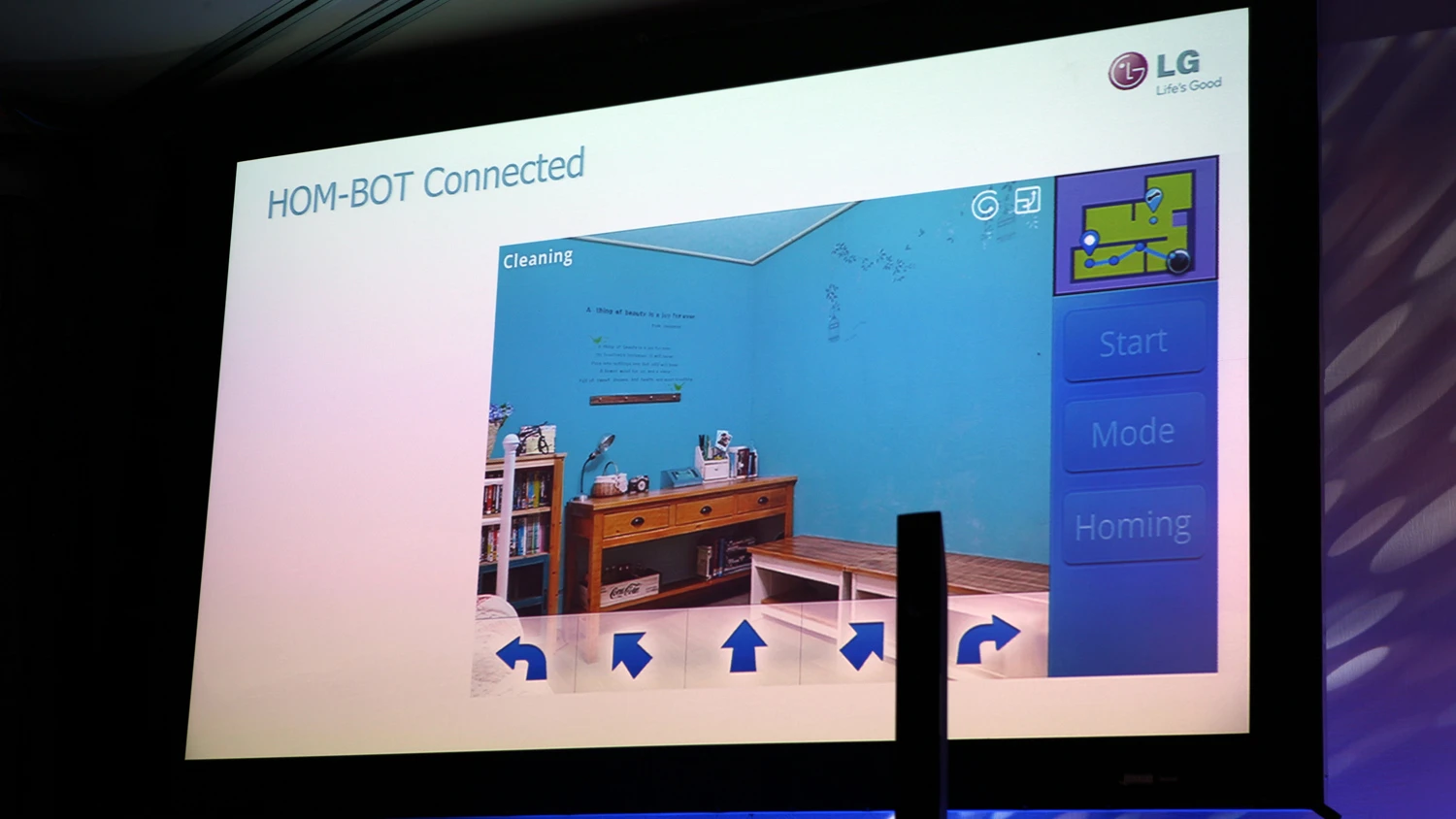 The feed from an LG HOM-BOT robotic vacuum can be viewed using the LG THINQ app