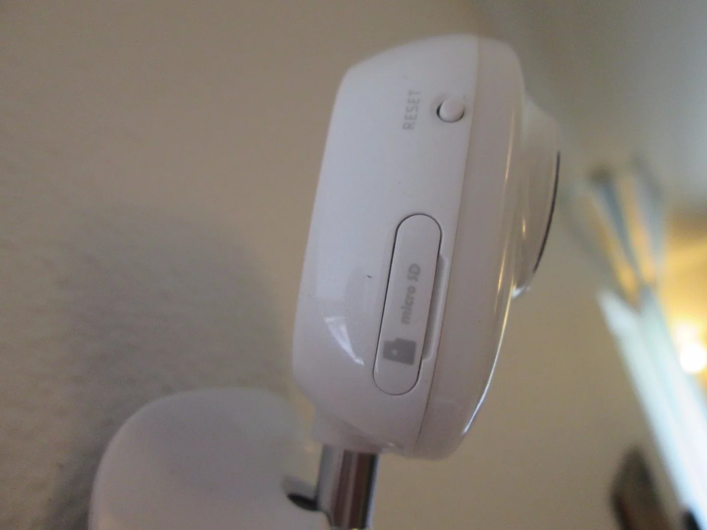 The Ezviz Mini camera showing the SD card port