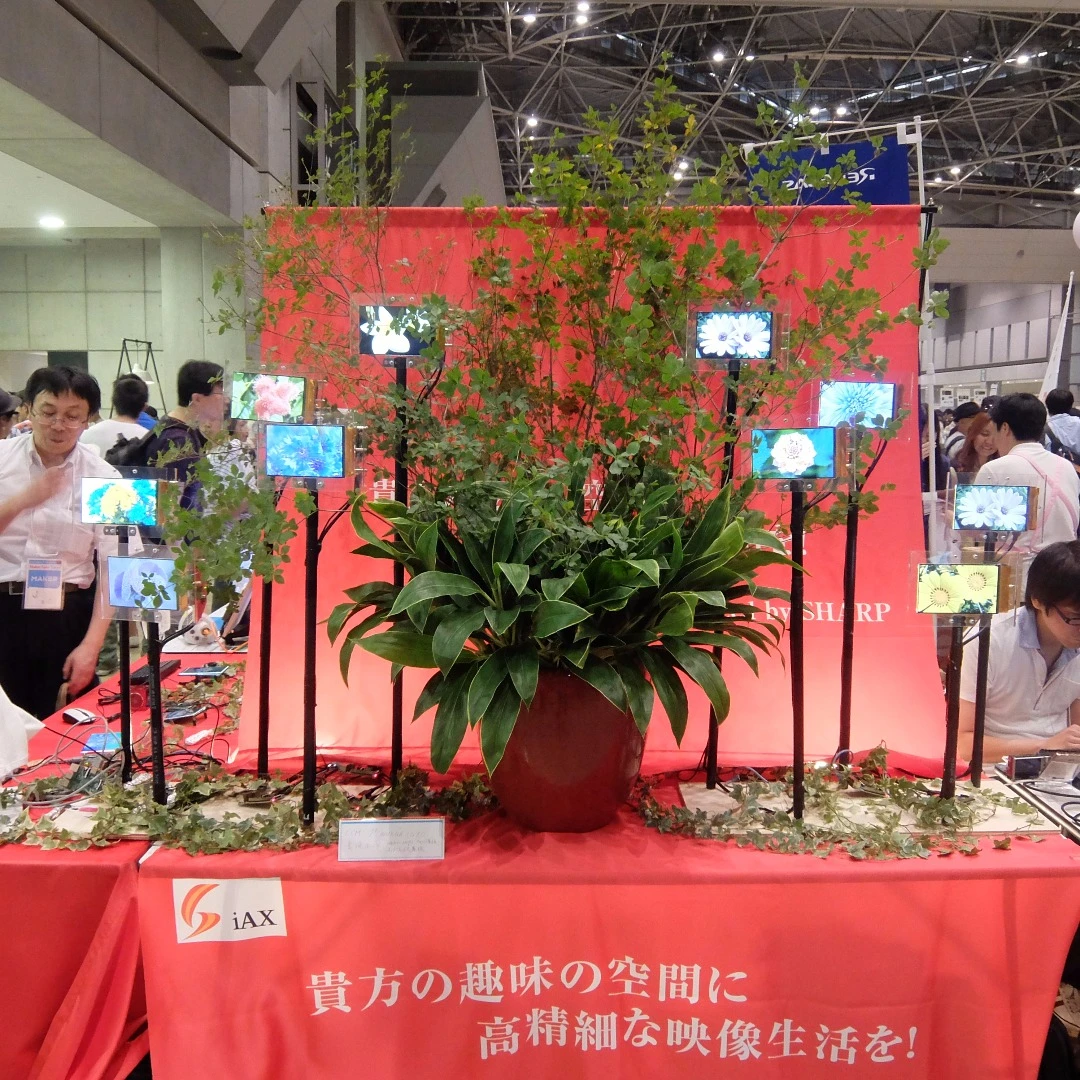 Sharp ultra-thin IGZO display (or technically, transparent compound semiconductor) was shown on this stand sponsored by iAX