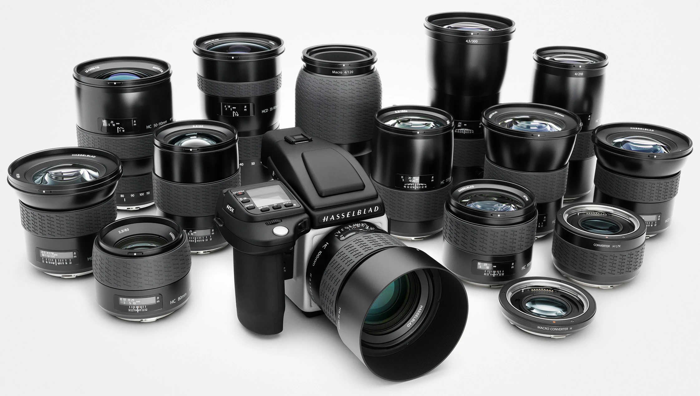 The Hasselblad H5X takes HC and HCD lenses, and can use most C-type lenses from the V system with an optional lens adapter