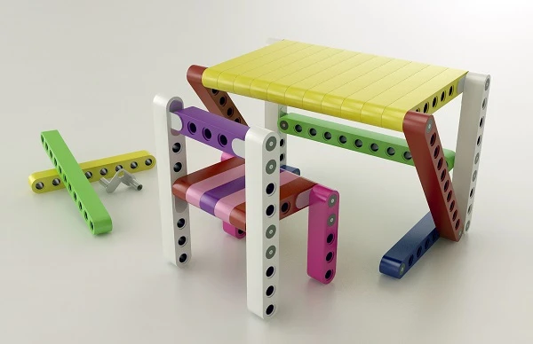 Olla makes it possible to build a whole range of furniture, including desks and chairs