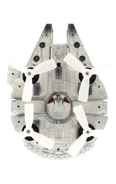 The propellors are designed to be invisible while flying, to maintain the iconic look of the ship