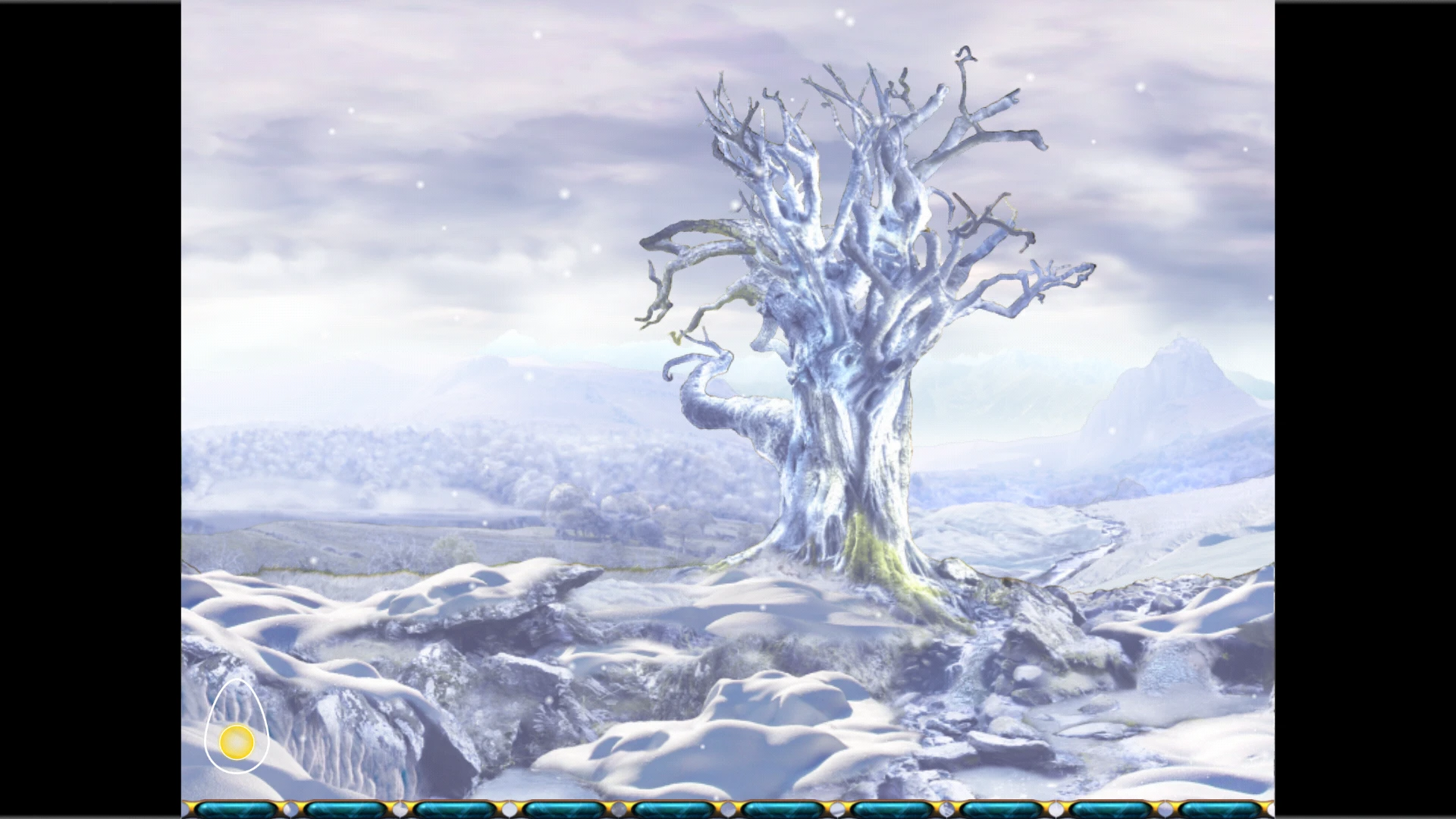 The start of one of three landscape choices in the Loom app - a winter scene