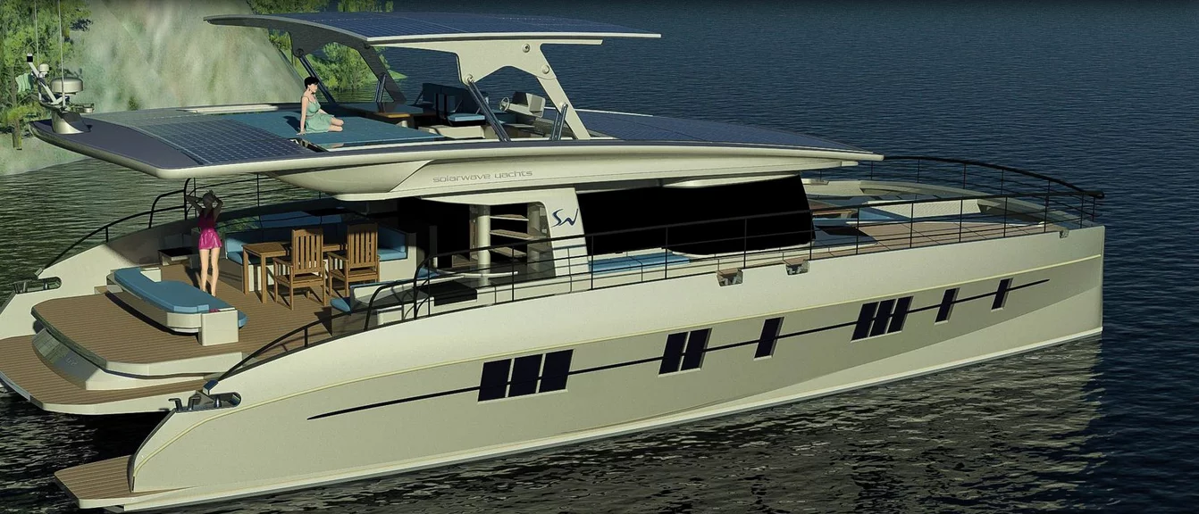 Nedship will also offer a hybrid version of the Solarwave 62' that will incorporate diesel engines, allowing the vessel to exceed 20 knots