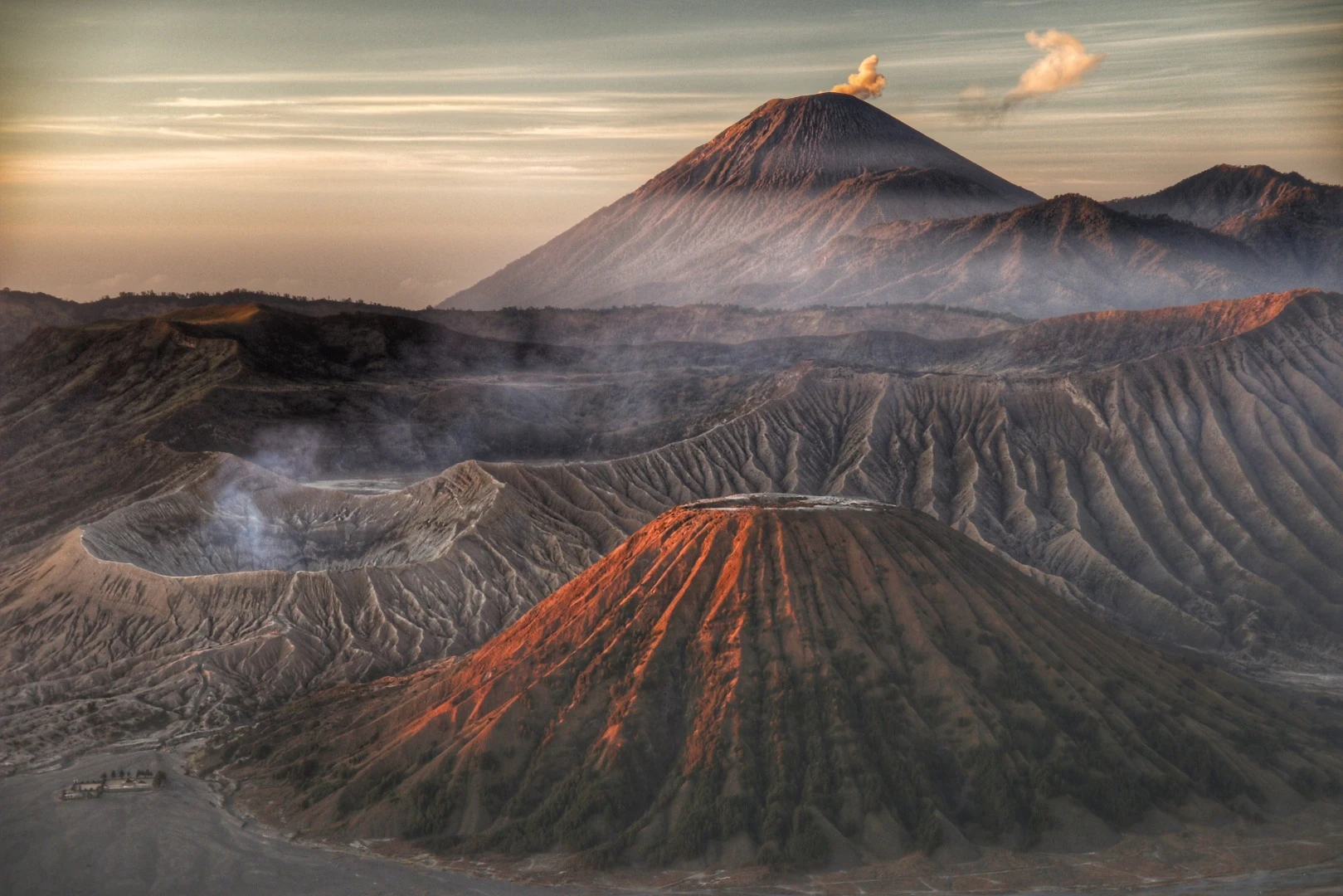 Sunrise at Mount Bromo East Java Indonesia.Cool weather at 8°c around 4.00 am