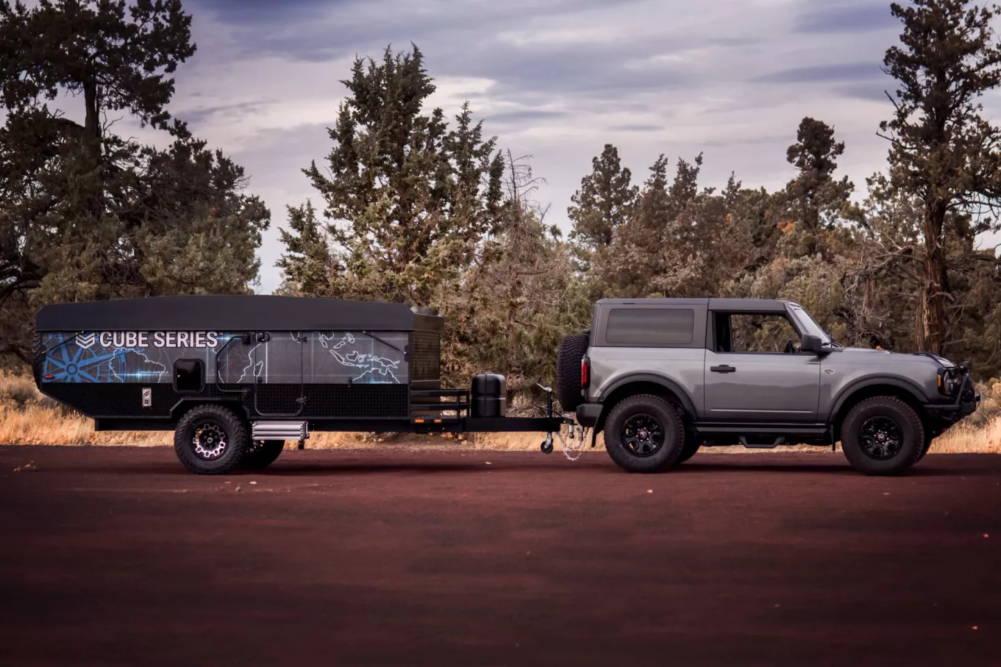 The Cube trailer is actually taller than some Ford Bronco specs but comparable to off-road trims like the Everglades or Raptor