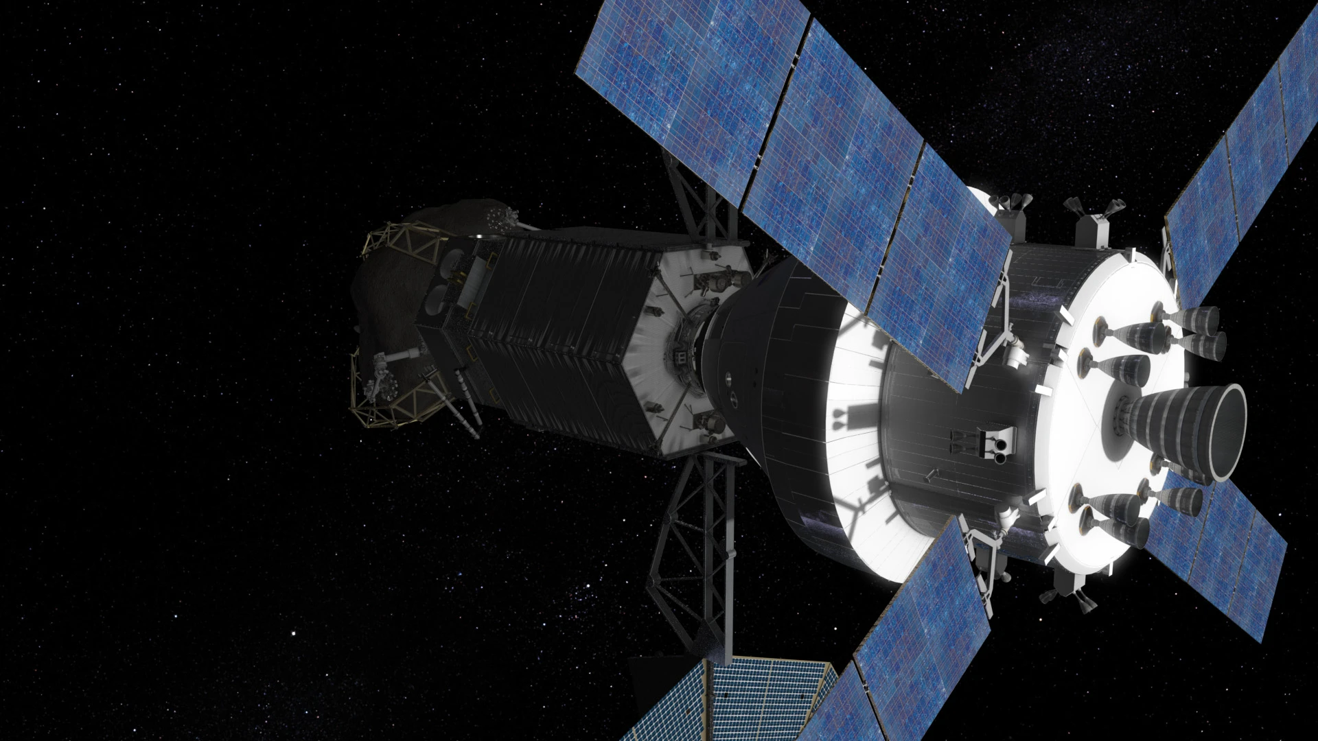 Orion spacecraft configured for asteroid rendezvous