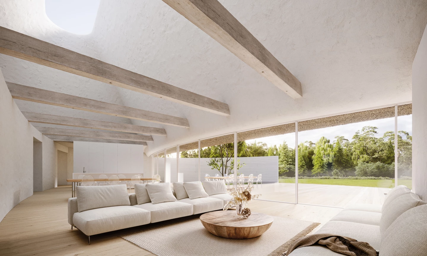 Open House's walls can be partially closed if preferred, to offer a little privacy while maintaining its openness