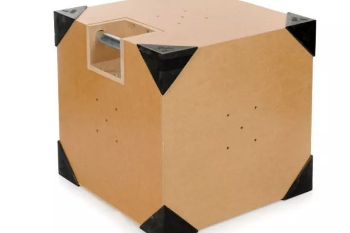 The DUBE is a specially-constructed wooden box that serves as a percussive musical instrument