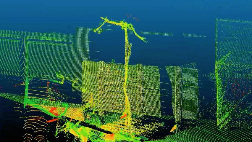 The robot's 3D scans are used to create point cloud models of the trees