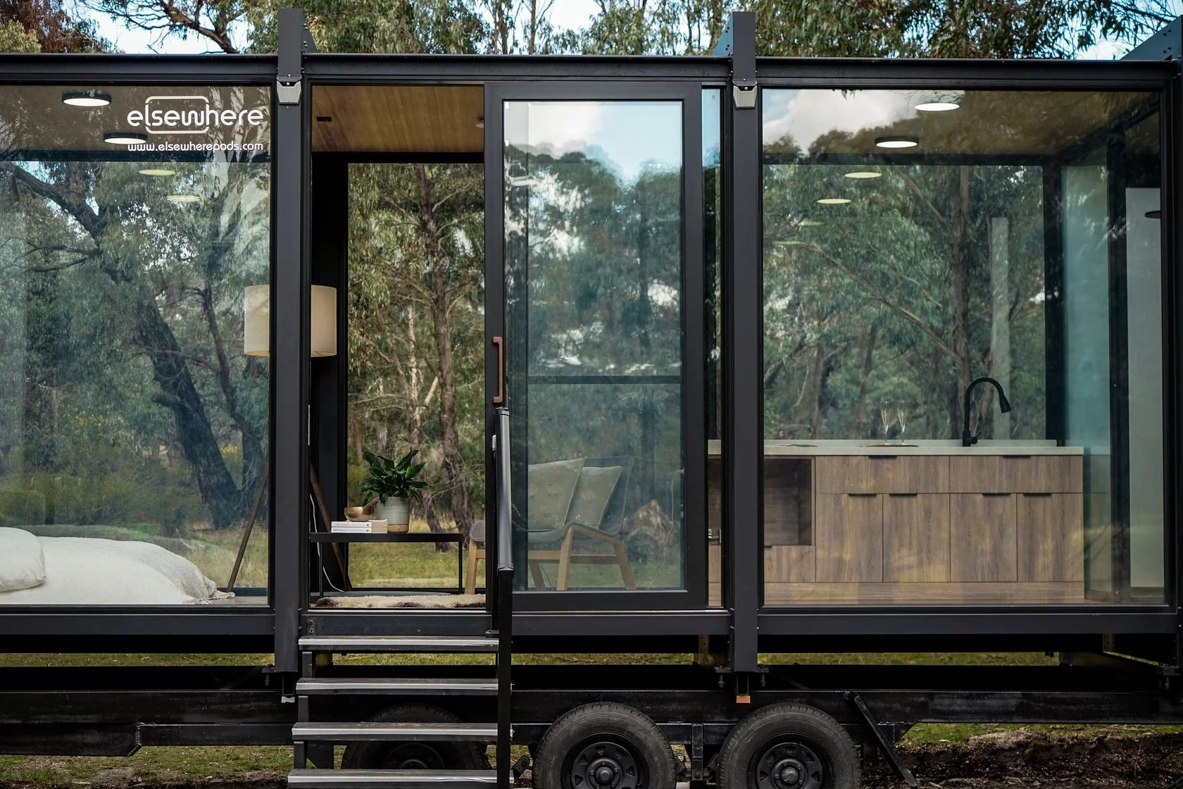 The Beaufort Bushland Retreat is a glass-walled tiny house that offers amazing views of the surrounding landscape