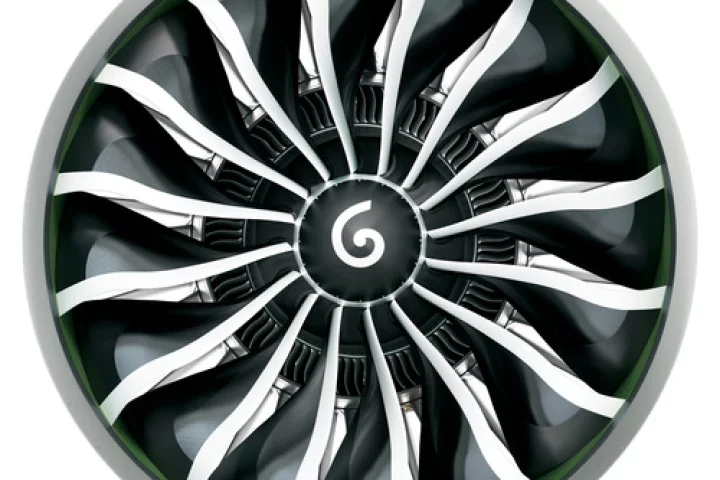 Rendering of the GE9X fan using a new fourth-generation composite