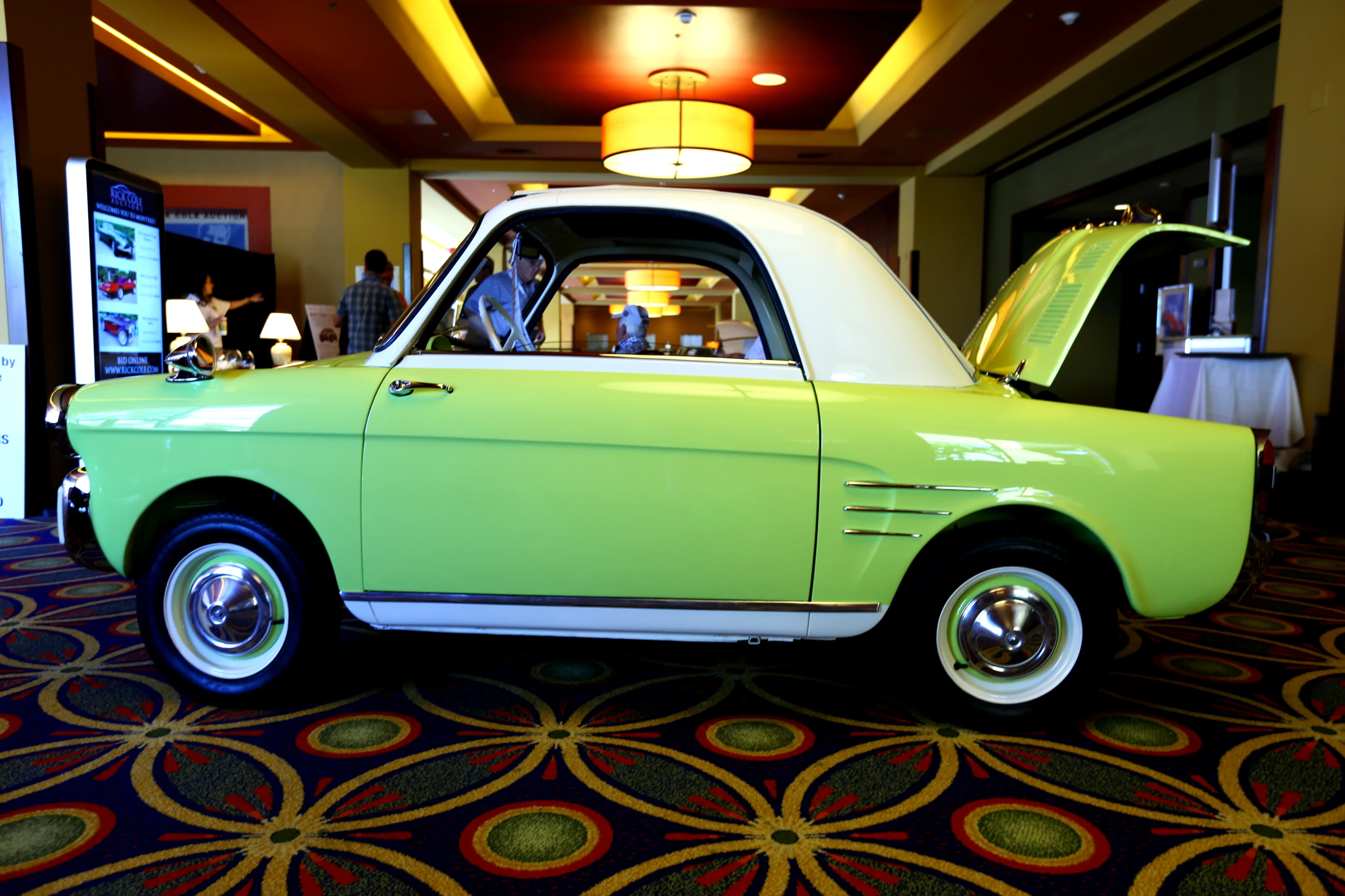 A diminutive 1960 Autobianchi Transformable greets visitors to Rick Cole's auction house (Photo: Angus MacKenzie/Gizmag.com)