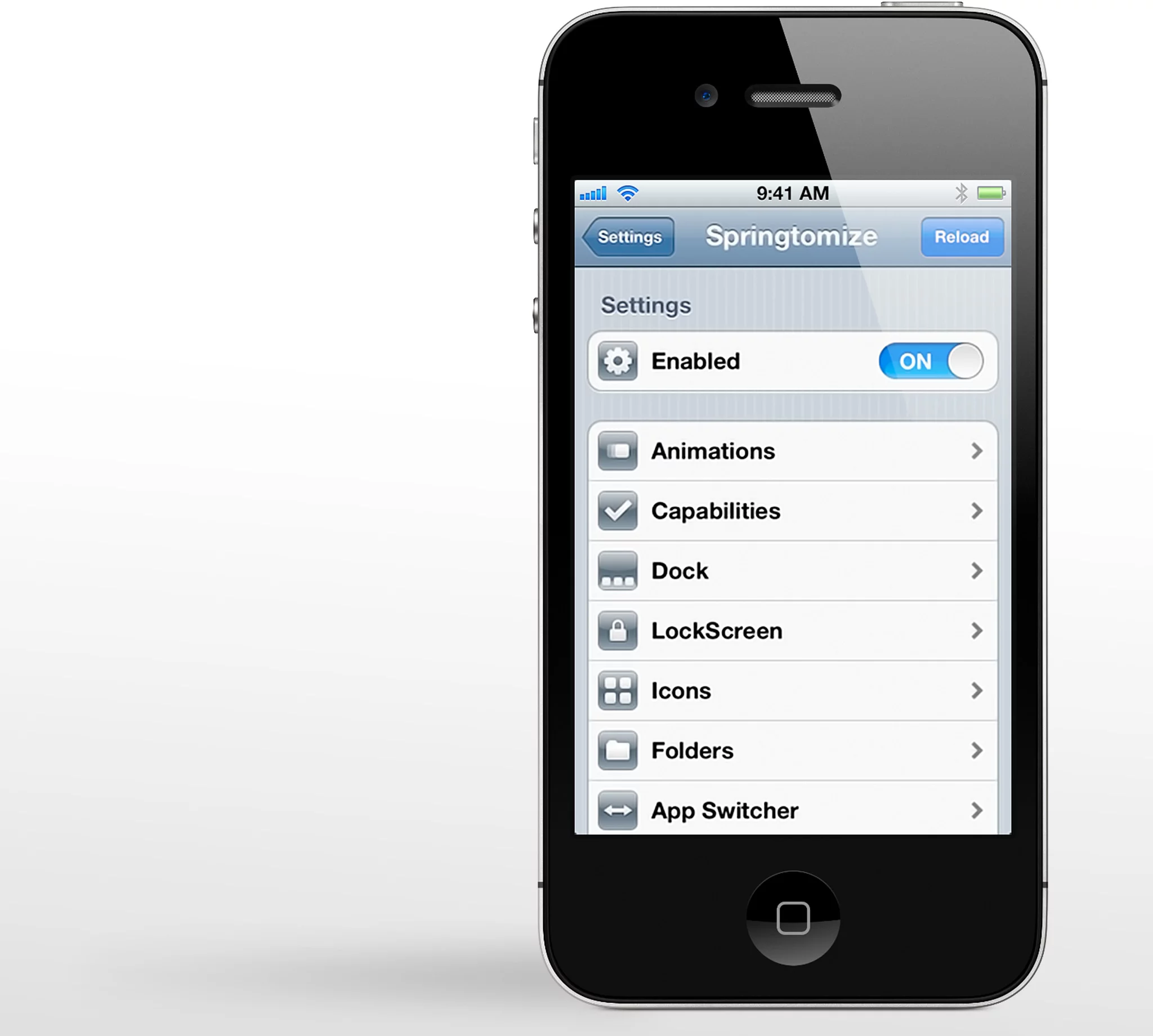 Springtomize is a collection of little iOS tweaks