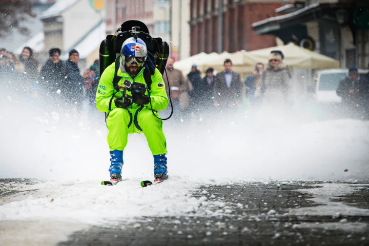 Filip Flisar tears down the street under jetpack power in latest Red Bull stunt