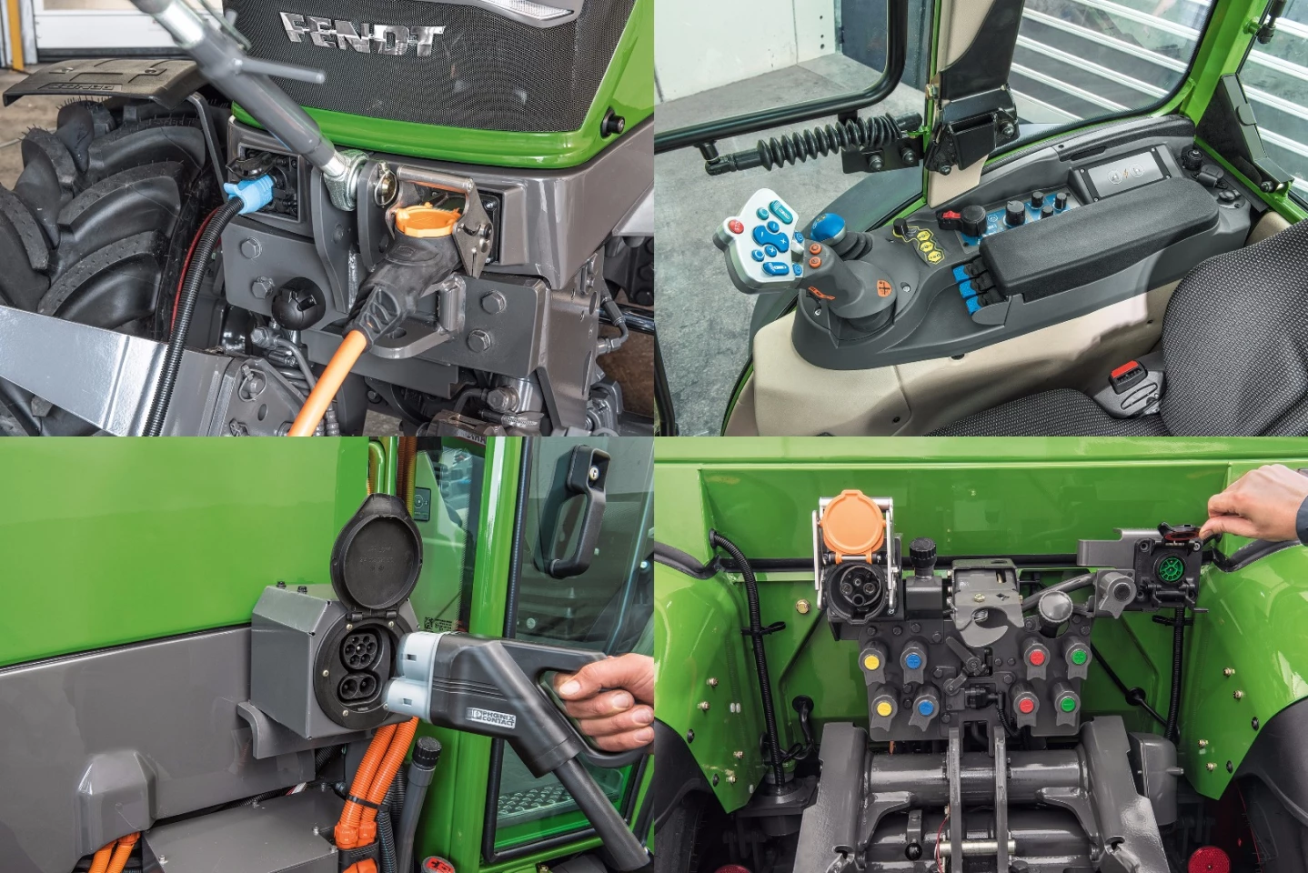 The e100 Vario is fully compatible with existing hydraulic implements and it also has two AEF-compliant power interfaces for electrical equipment, with a short-term boost available of up to 150 kW.