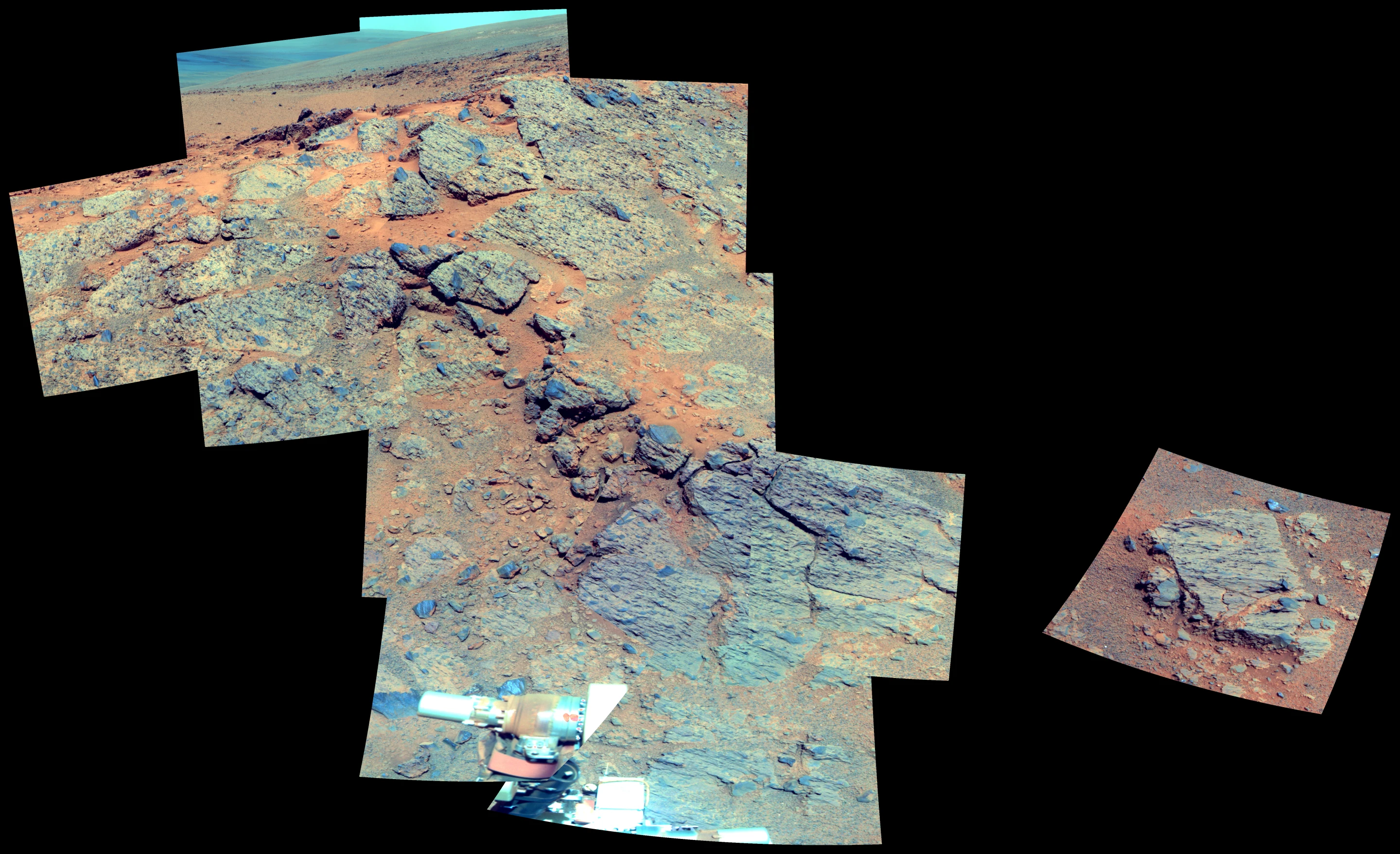False color image of rock outcropping to enhance details