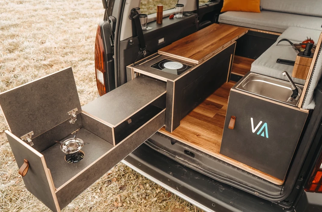 Sliding the Vanderer kitchen out