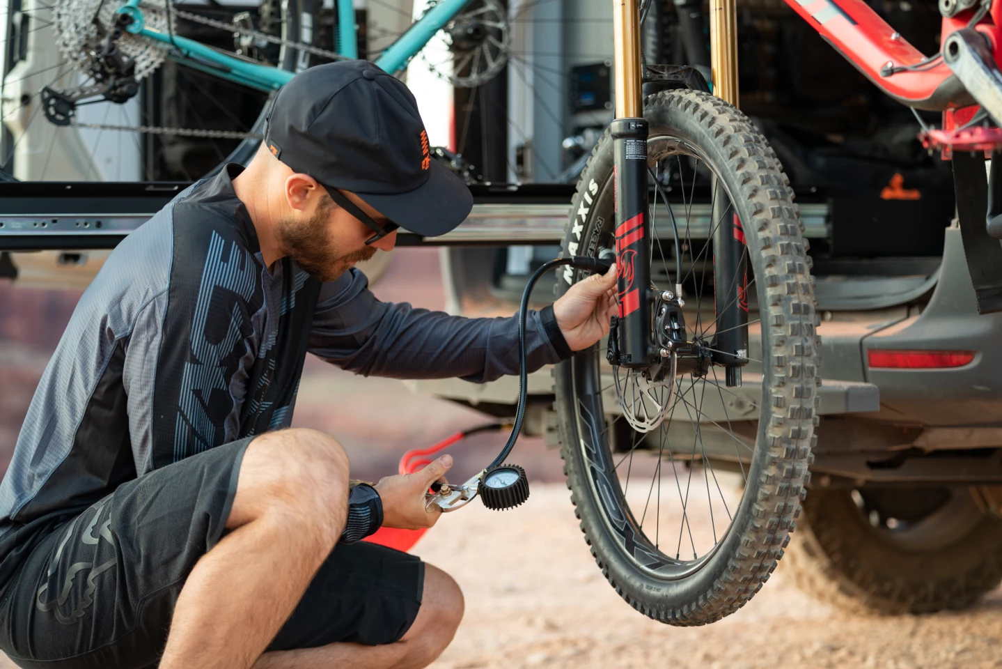A compressor hookup makes for quick tire inflation
