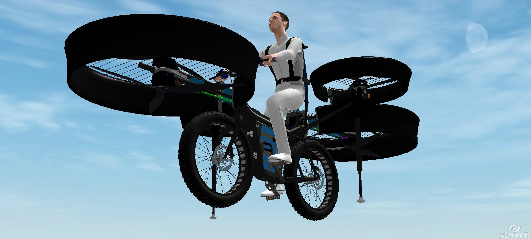 A team of enthusiasts from a number of Czech companies has designed a flying bicycle with six propellers for lift and stability, and is about to start building the FBike ahead of scheduled test flights in August