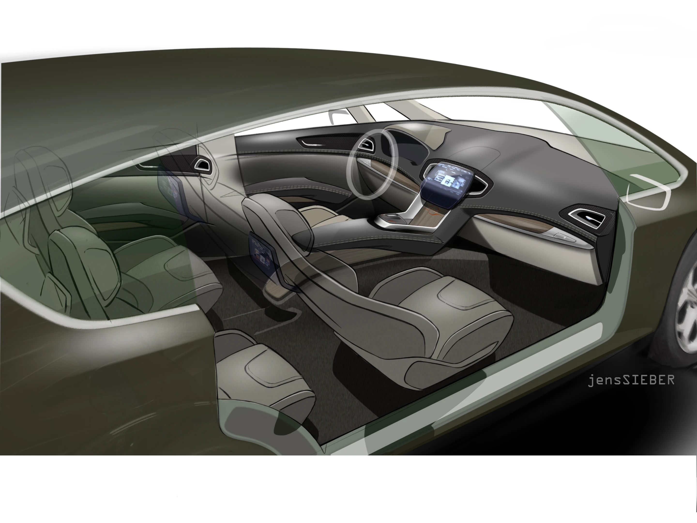 The Ford S-Max Concept color sketch cutaway