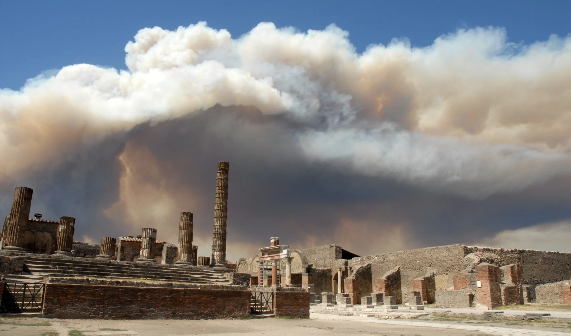 Shortlisted - Pompeii, Italy. "Dense smoke clouds produced by a forest fire in mount Vesuvius hang over the ruins of Pompeii, Italy."