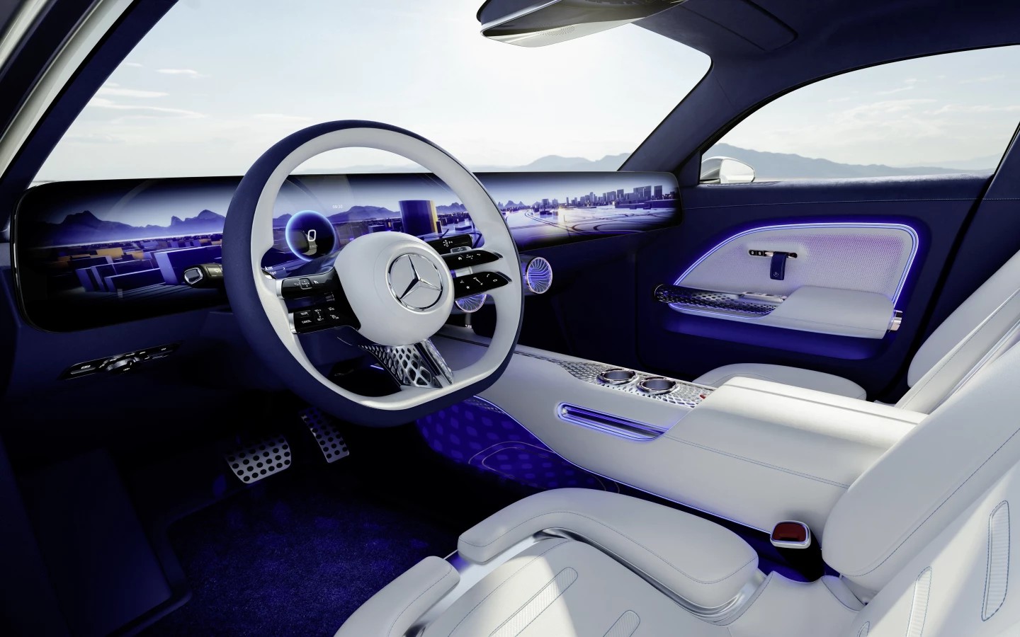 At the wheel of the Mercedes-Benz Vision EQXX