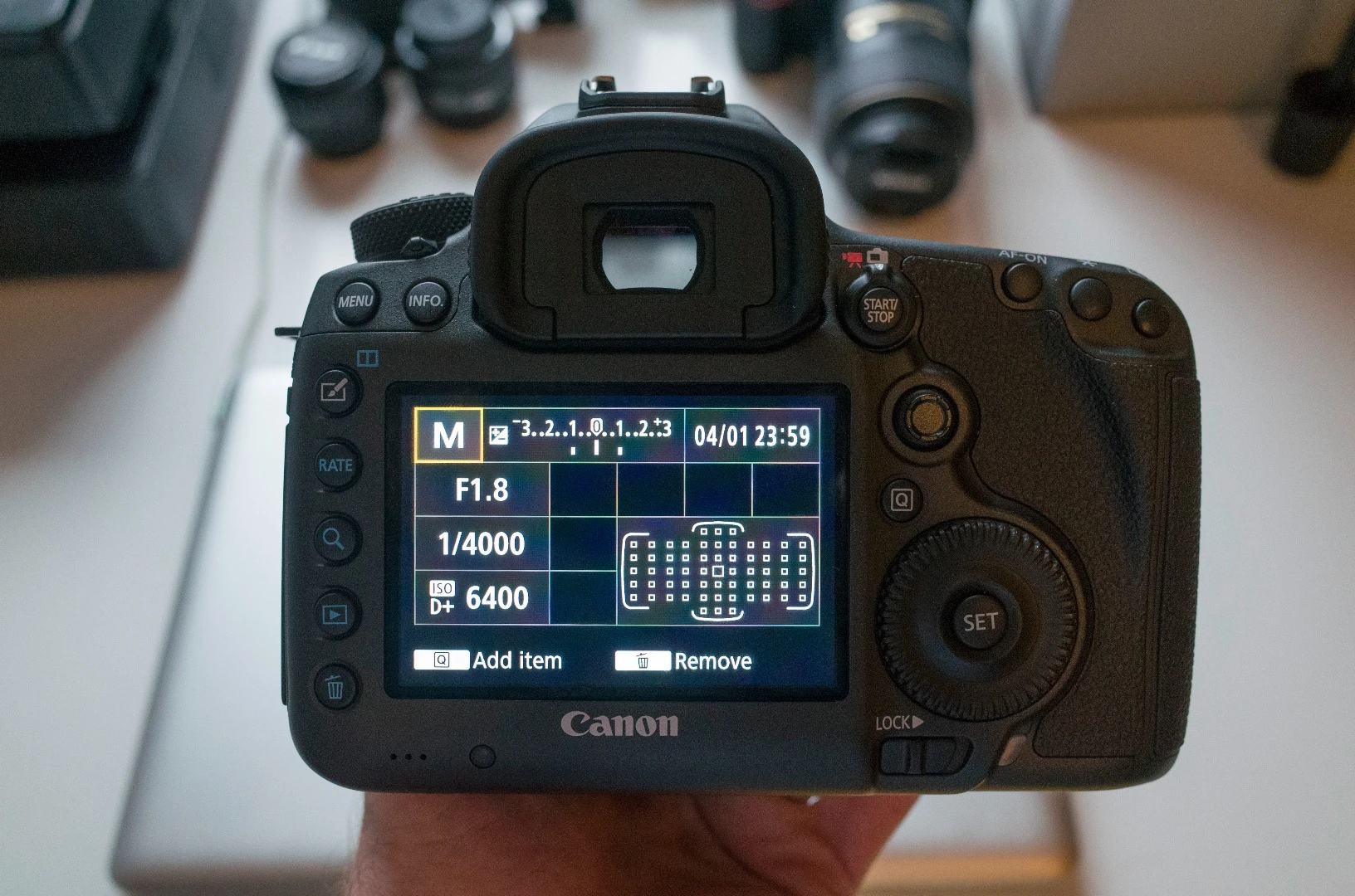 The quick control screen on the Canon 5Ds can be customized