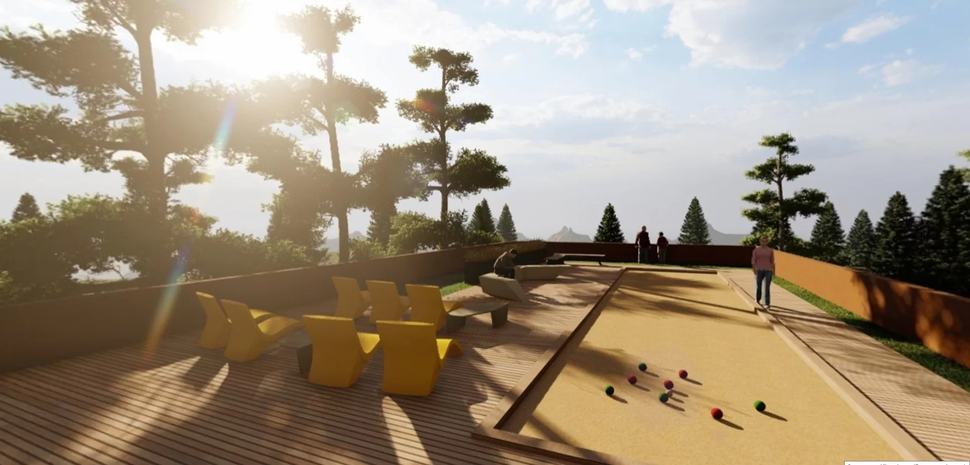 Beyond the cliffside campgrounds, KOA also imagines integrating community areas into the mountain rock