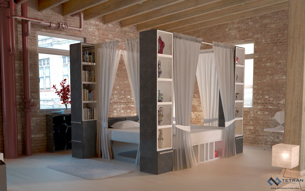 Tetran consists of a variety of standardized modules, blocks and cushions that can be fitted together to create just about any item of furniture you can think of, or even room-filling amalgamations custom designed to suit the user's personal needs