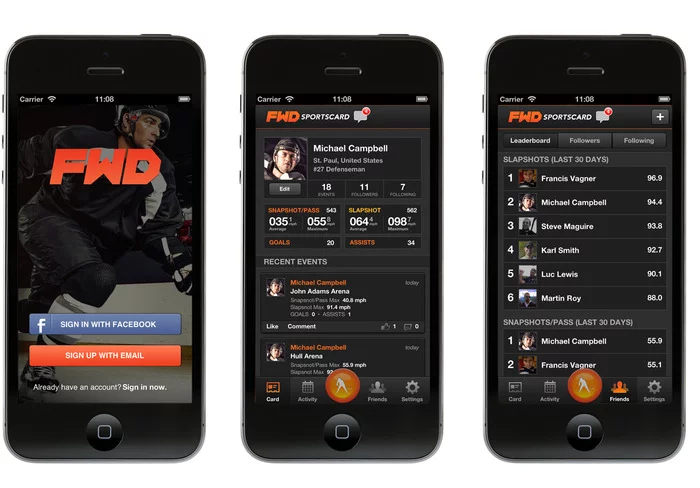 Screenshots of the FWD Powershot's iOS app
