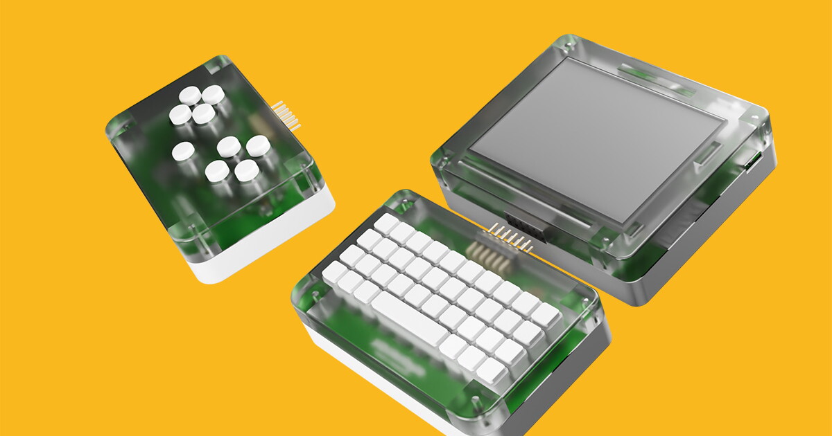 The Pocketbyte features a modular pin connector to plug in hardware like gamepads and keyboards