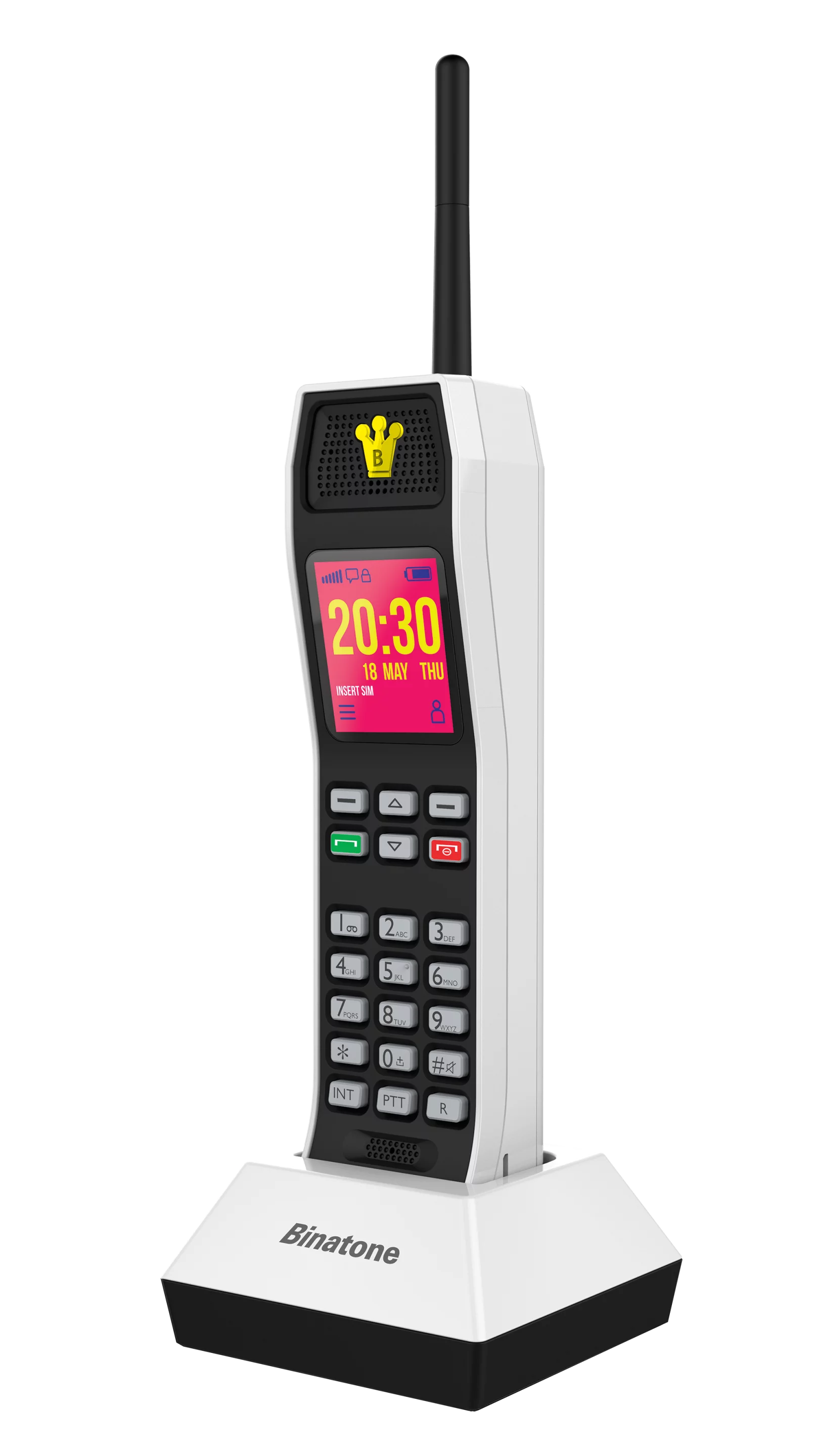 Clearly Binatone's tongue is wedged firmly in its cheek (and hoping that prospective buyers will be poised to do the same) by offering a mobile phone design similar to 1992's Motorola International 3200 (Photo: Gizmag)