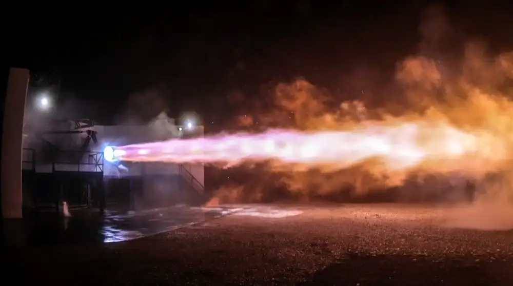 Testing of one of the Raptor engines that will power the ship to Mars