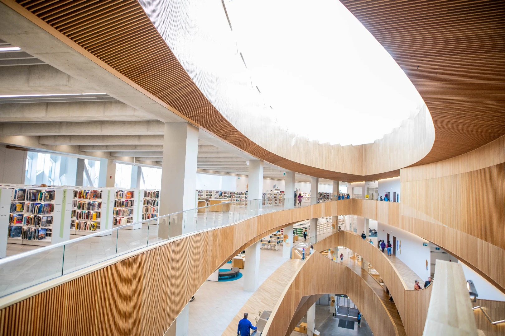 Calgary Central Library has a total floorspace of 240,000 sq ft (22,300 sq m)