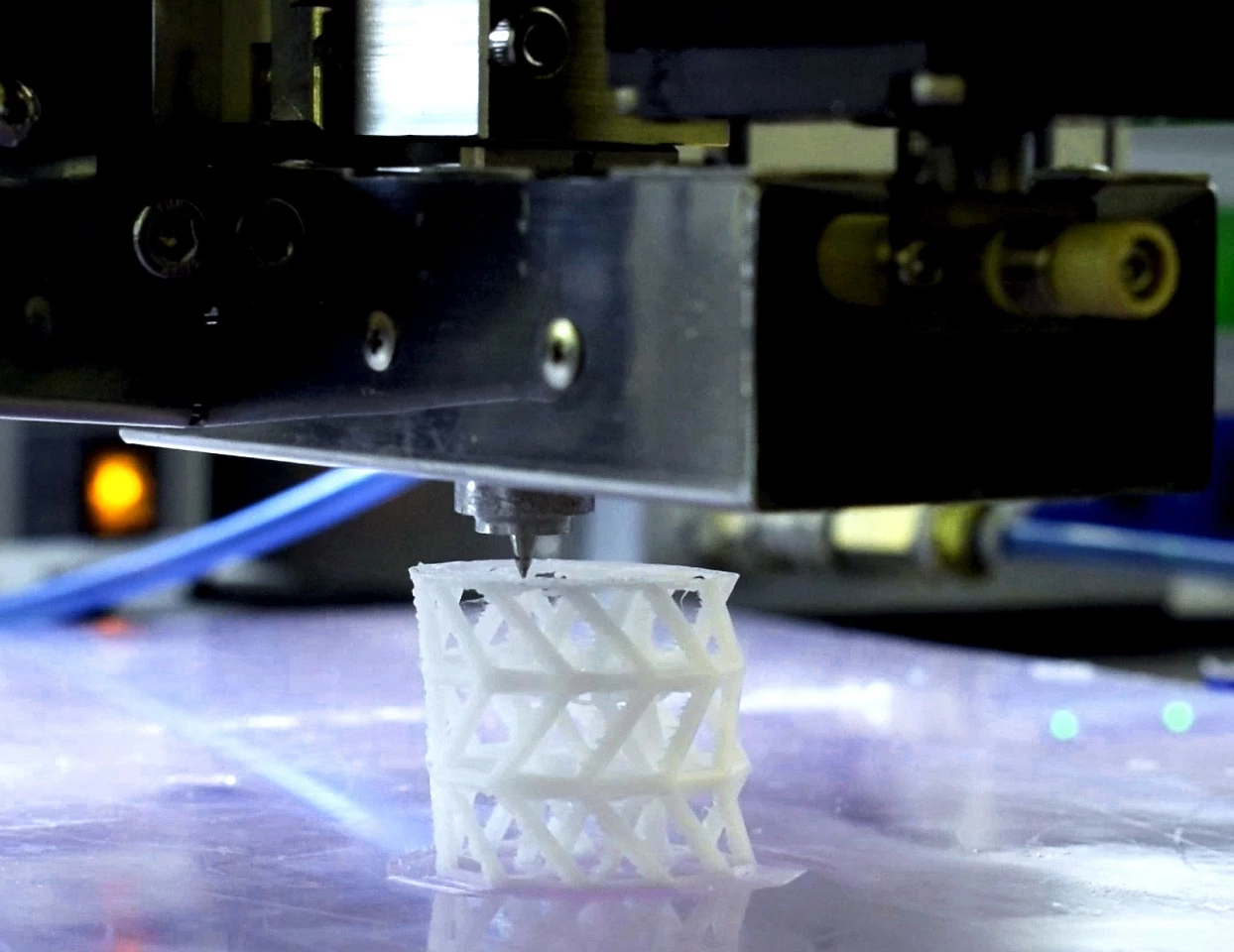 A scaffold is 3D-printed by project partner BellaSeno