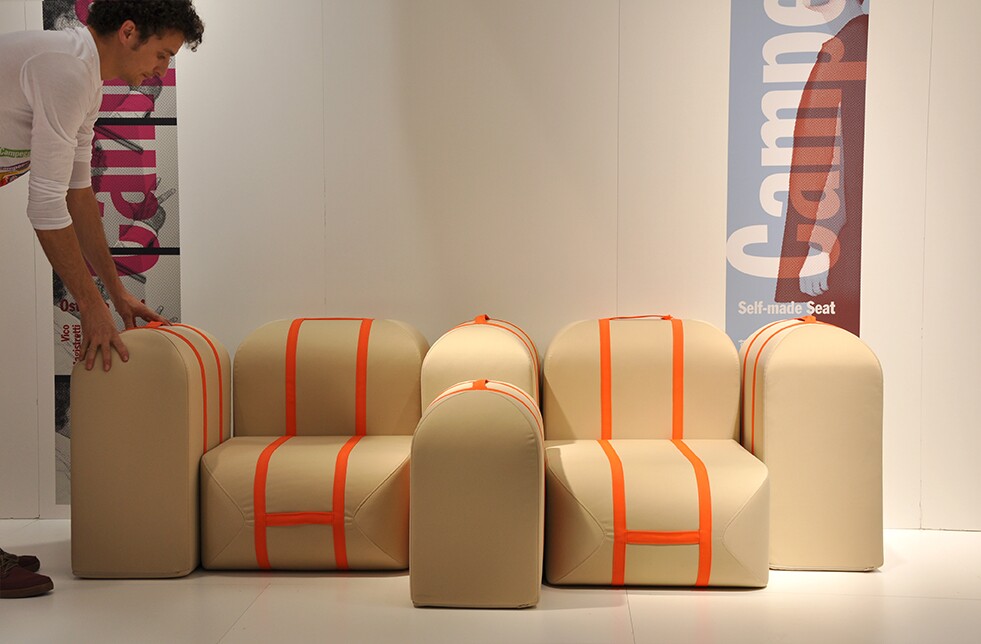 Self-made is created by Matali Crasset and comprises of eight luggage-sized pieces (Photo: Edoardo Campanale/Gizmag.com)